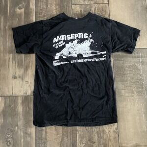 Vtg Antiseptic 10 Years Of Punk Hardcore Thrash Band T Shirt Med Black
